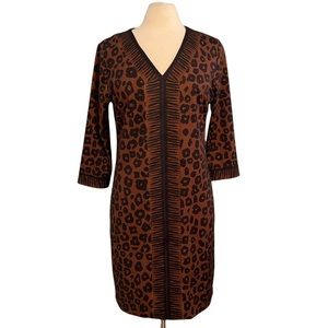 Gretchen Scott Bordertown Wildcat Dress Brown Leopard Dress Large
